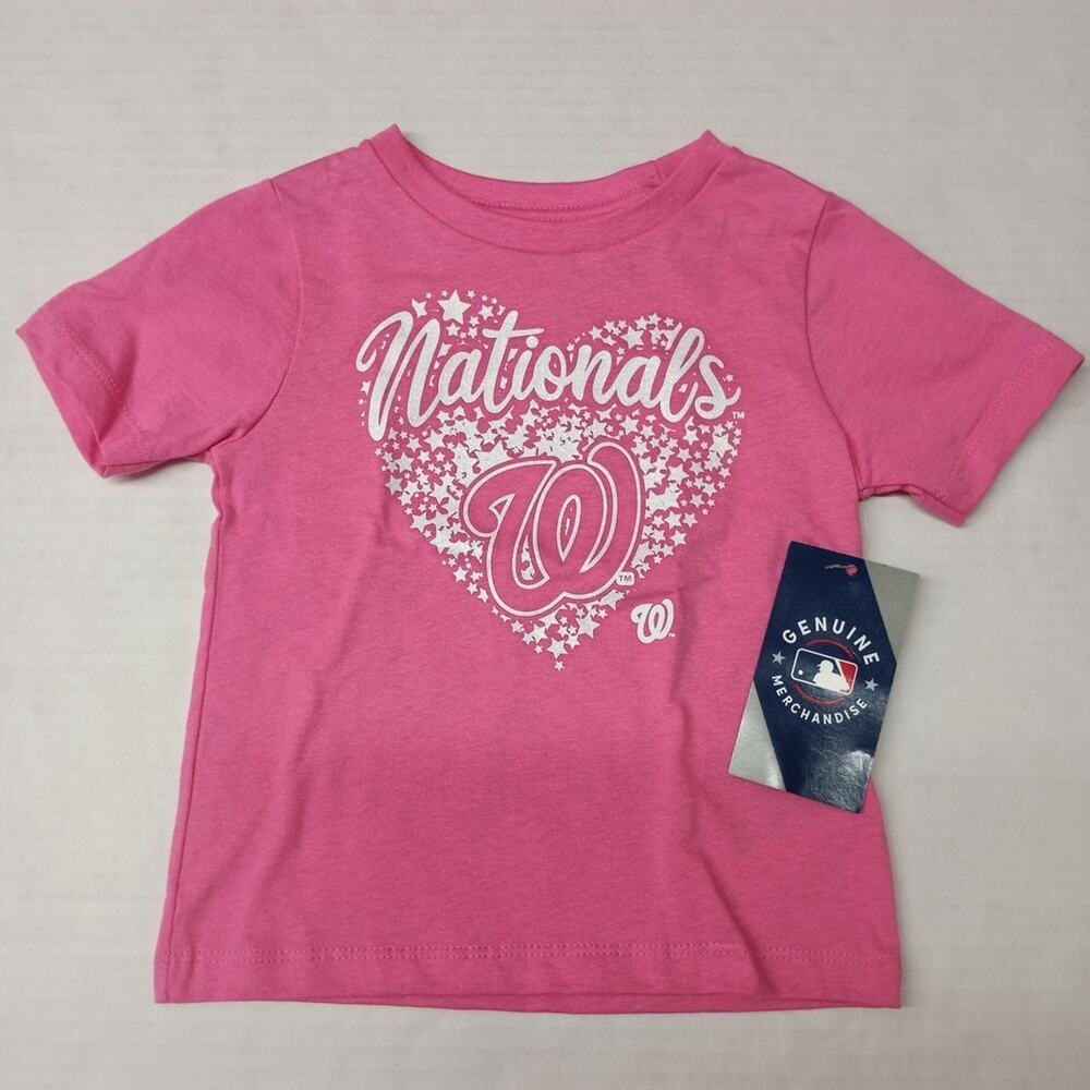 Washington Nationals Heart T-Shirt Girls Size 2T Pink Cotton